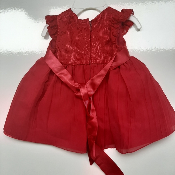 Princess Faith Red Belted Dress with Bow 3/6M - Picture 2 of 7